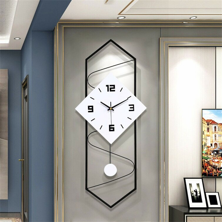 Orren Ellis Modern Pendulum Wall Clock with Silent Movement Metal